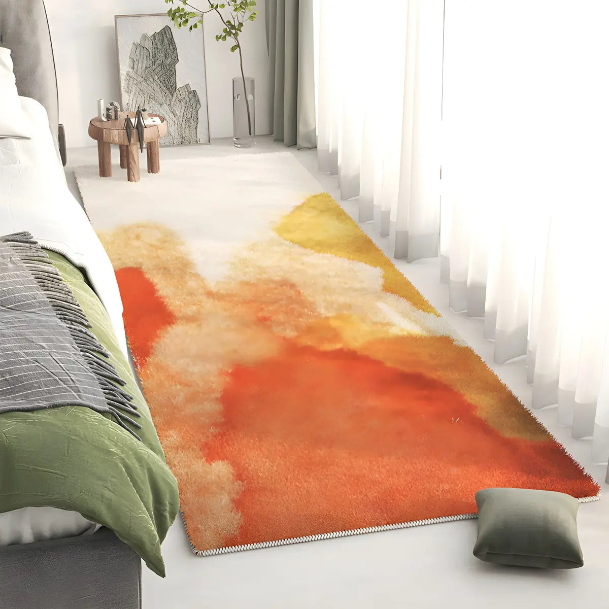 Bedroom Pet Friendly Rectangle Lambswool Ombre Area Rug Image - 12