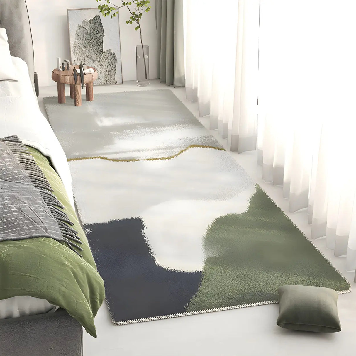 Bedroom Rectangle Lambswool Stain-Resistant Area Rug Image - 10