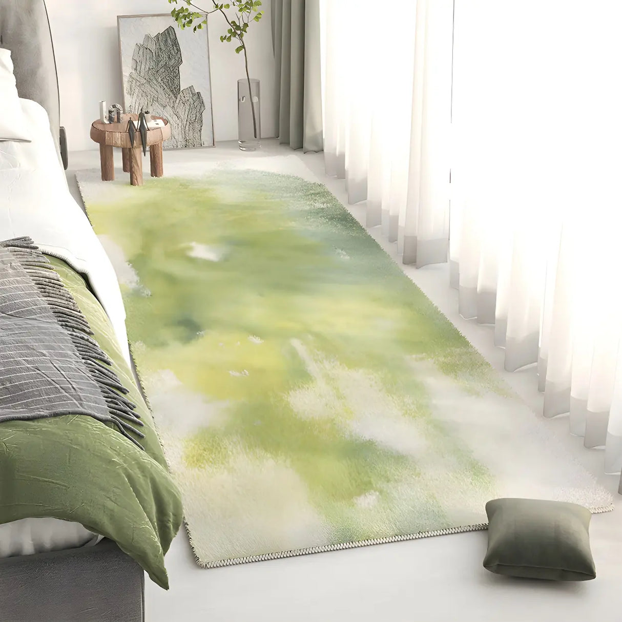 Bedroom Rectangle Lambswool Stain-Resistant Area Rug Image - 11