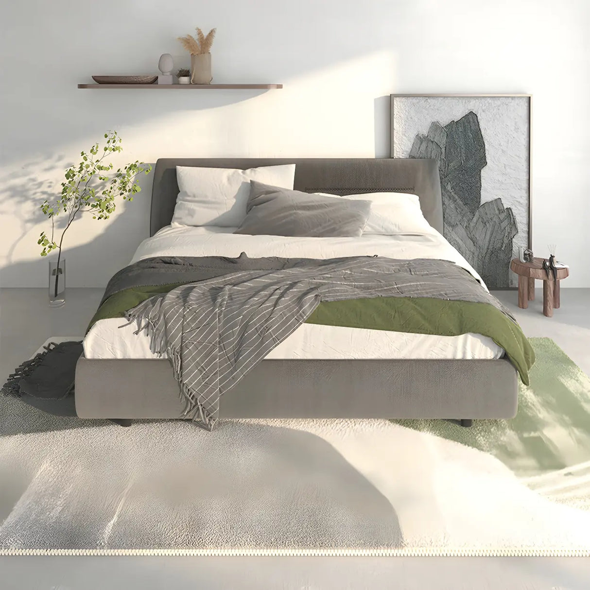 Bedroom Rectangle Lambswool Stain-Resistant Area Rug Image - 12