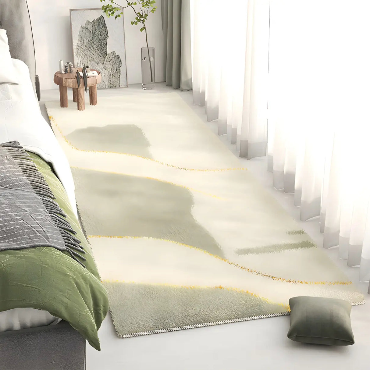 Bedroom Rectangle Lambswool Stain-Resistant Area Rug Image - 4