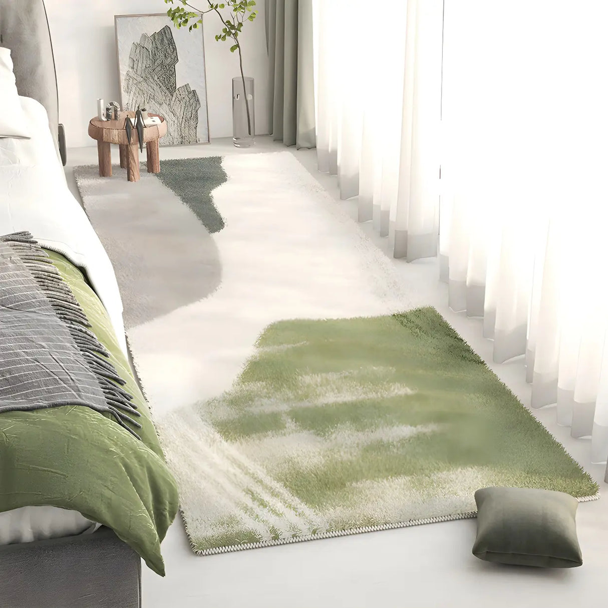 Bedroom Rectangle Lambswool Stain-Resistant Area Rug Image - 8