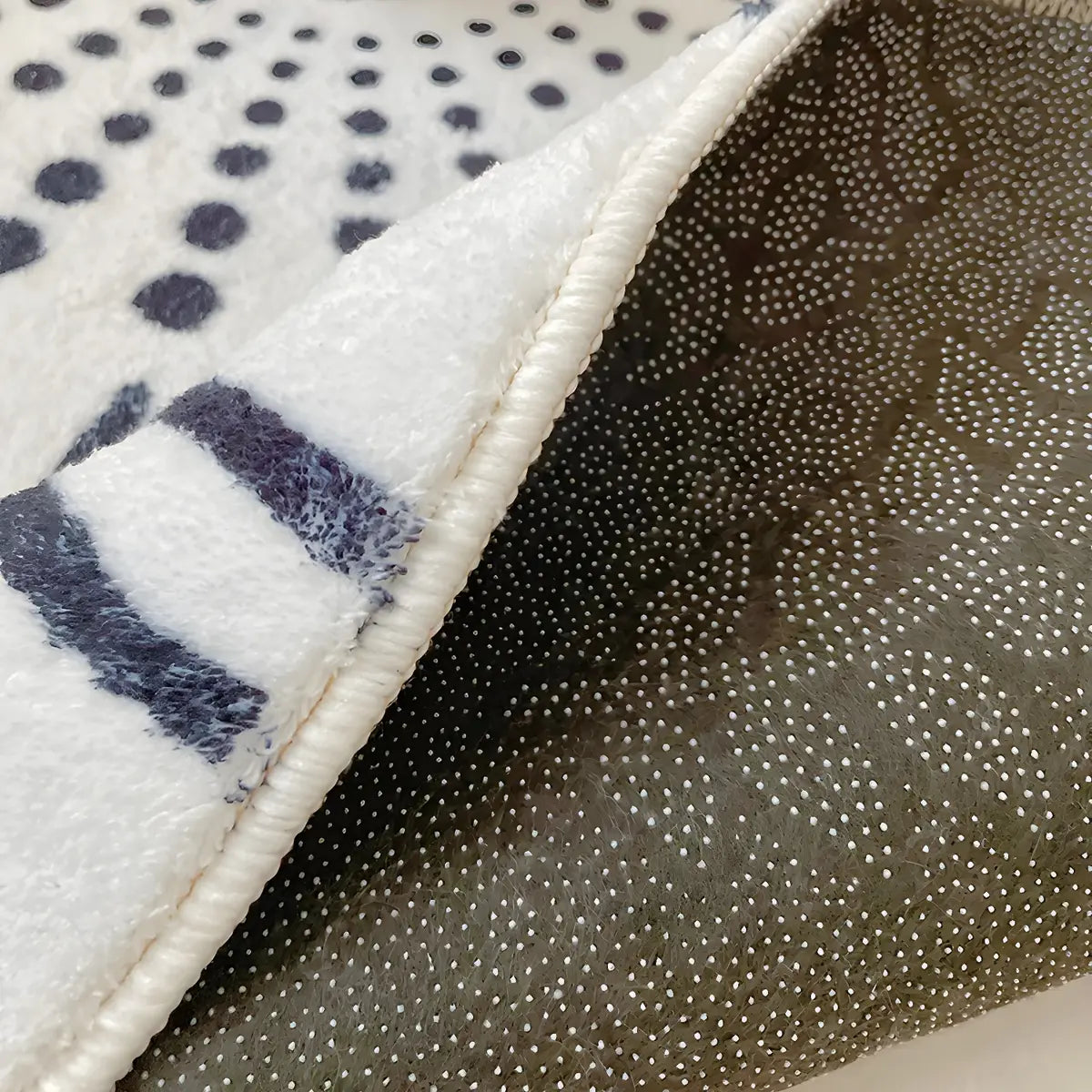 Bedroom Round Abstract Polyester White Area Rug Image - 11