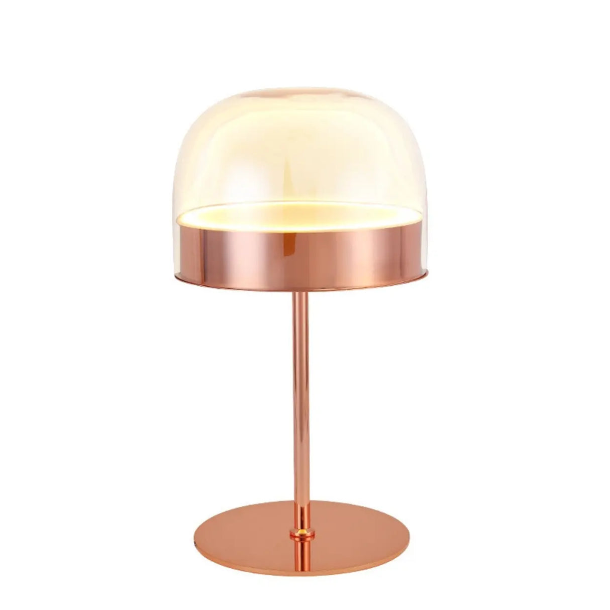 Bedroom Simple Dome Shade Glass Modern Table Lamp Image - 2
