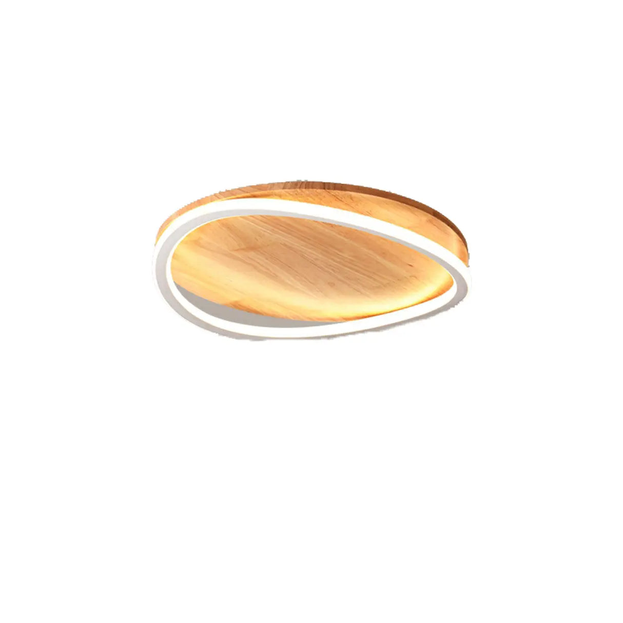 Bedroom Simple Wood Round Flush Mount Ceiling Light Image - 5