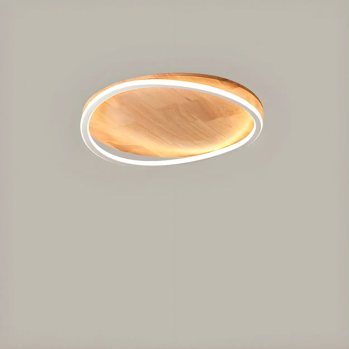 Bedroom Simple Wood Round Flush Mount Ceiling Light Image - 6
