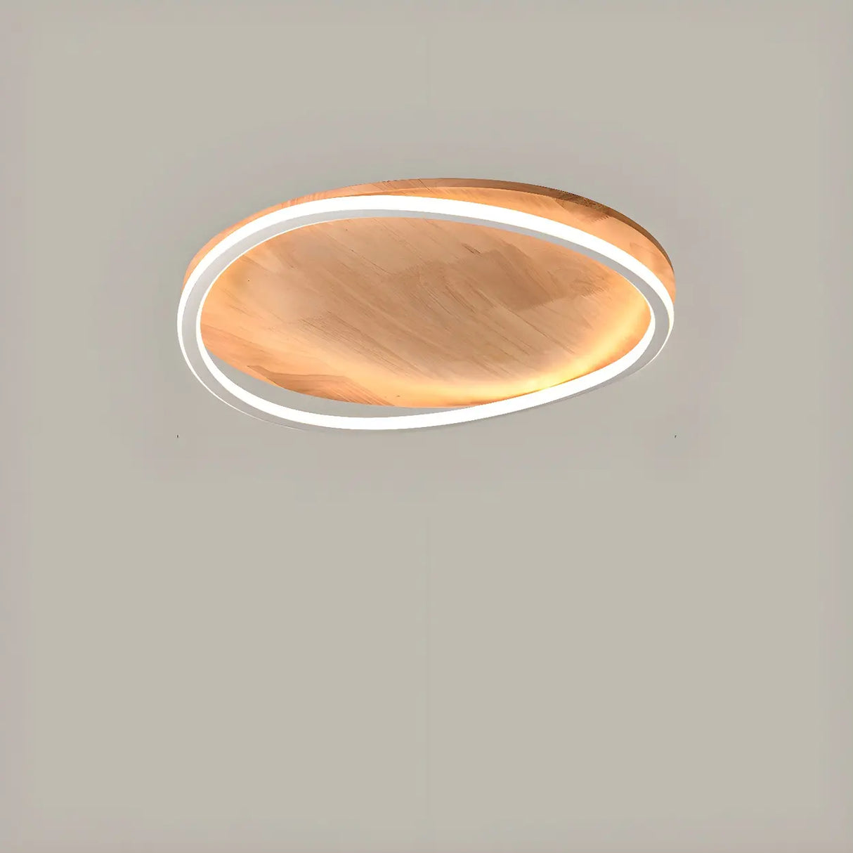 Bedroom Simple Wood Round Flush Mount Ceiling Light Image - 8