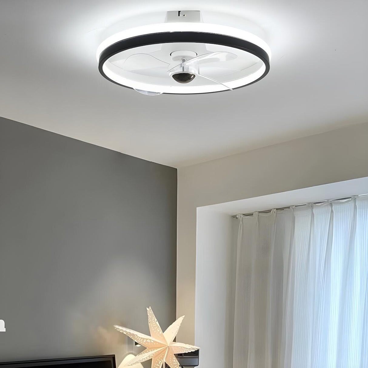 Bedroom Stylish Circular Ceiling Fan With LED Light Image - 3