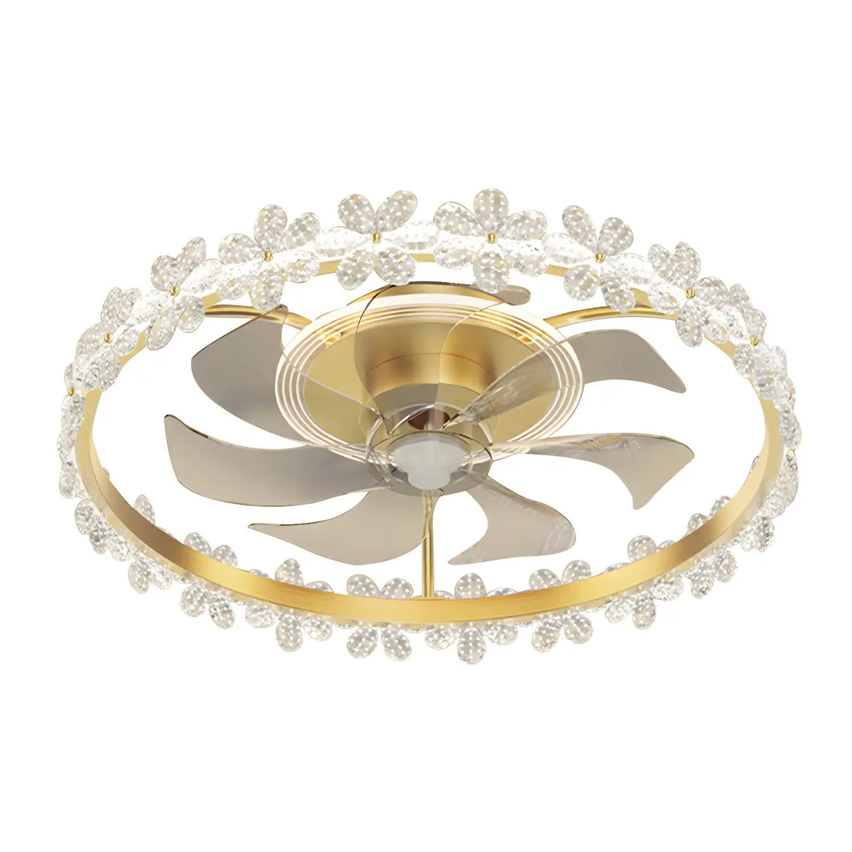 Bedroom Stylish Gold Circle LED Ceiling Fan with Light Image - 10