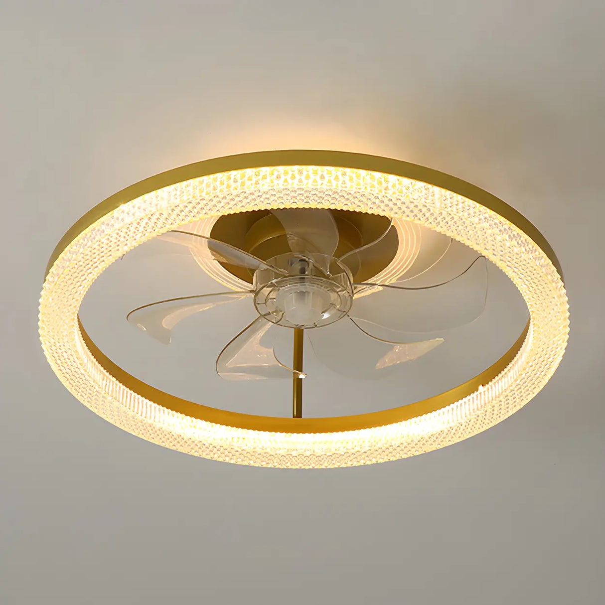 Bedroom Stylish Gold Circle LED Ceiling Fan with Light Image - 12
