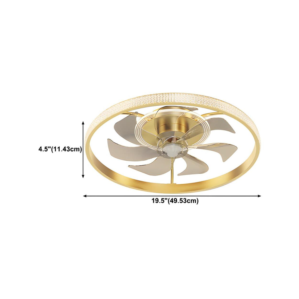 Bedroom Stylish Gold Circle LED Ceiling Fan with Light