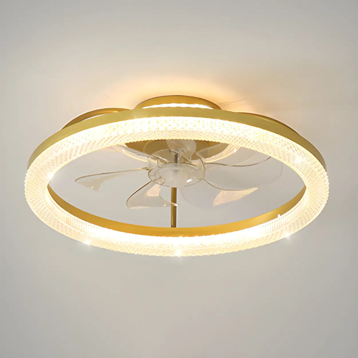 Bedroom Stylish Gold Circle LED Ceiling Fan with Light Image - 3
