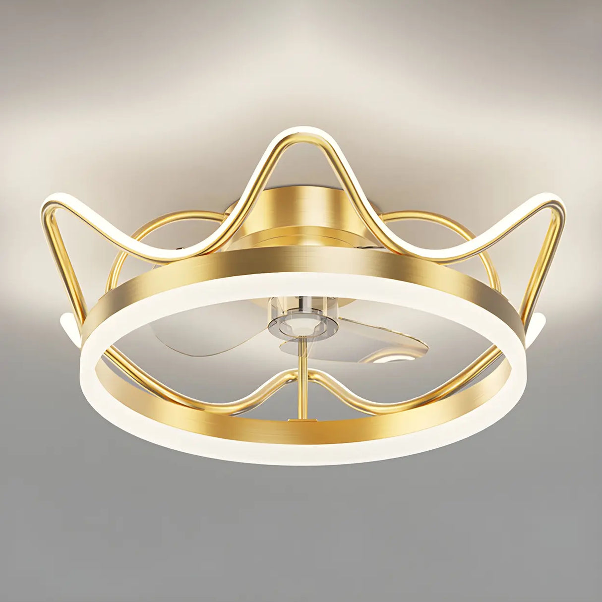 Bedroom Stylish Gold Circle LED Ceiling Fan with Light Image - 4