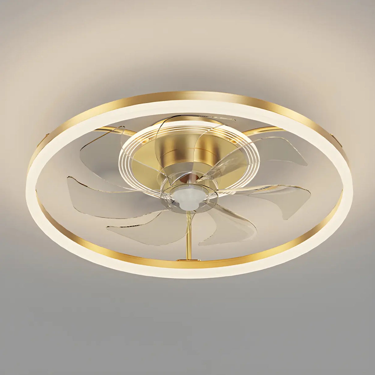 Bedroom Stylish Gold Circle LED Ceiling Fan with Light Image - 5