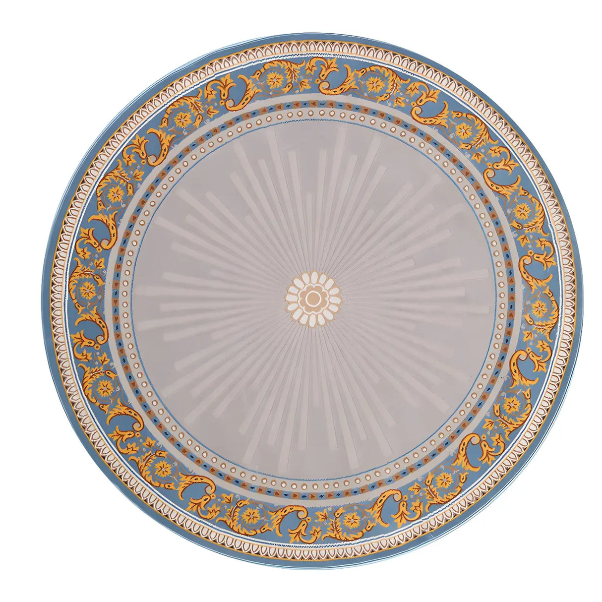 Bedroom Vintage Round Polyester Blue Soft Area Rug Image - 4