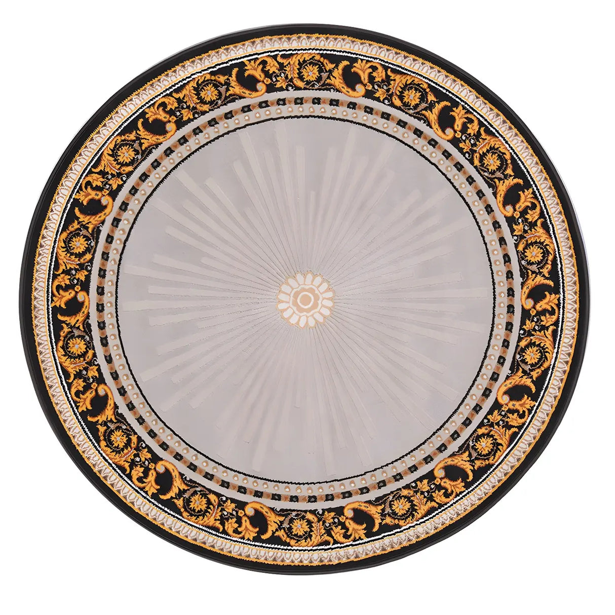 Bedroom Vintage Round Polyester Blue Soft Area Rug Image - 8