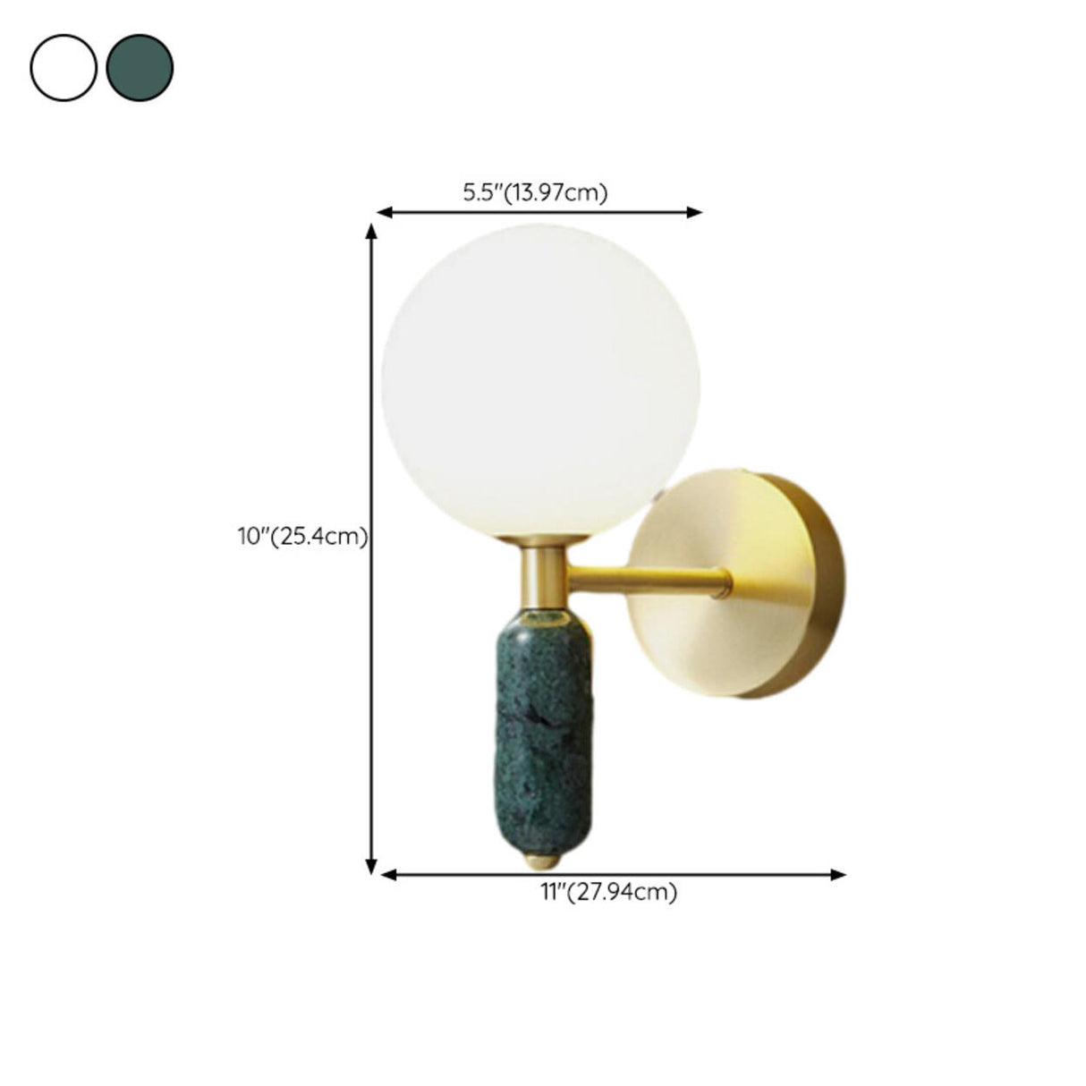 Bedroom White Frosted Glass Globe LED Wall Sconces