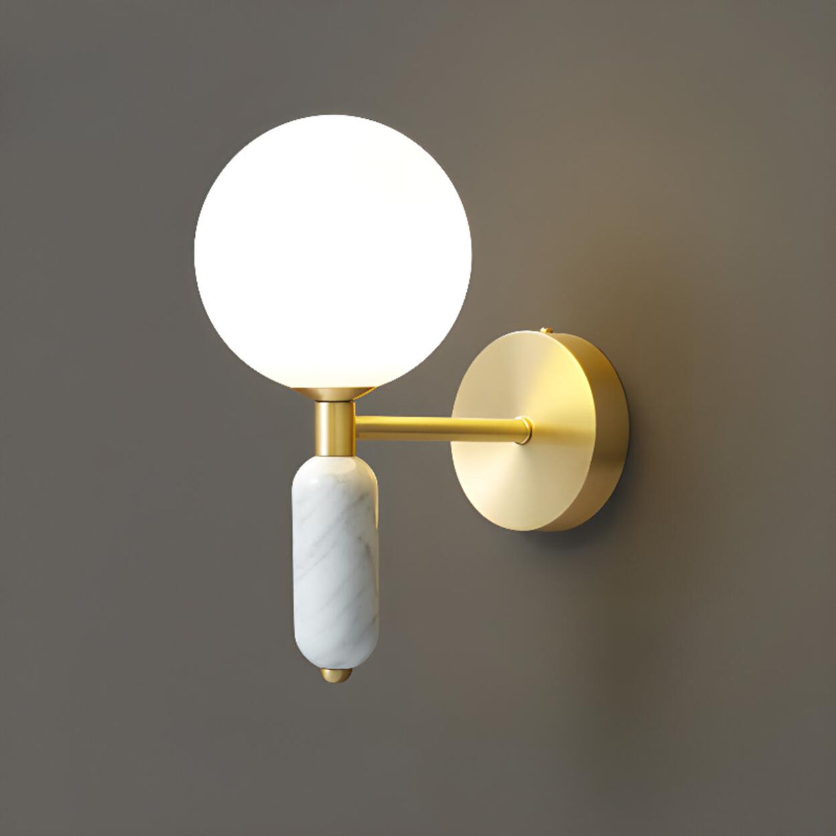 Bedroom White Frosted Glass Globe LED Wall Sconces Image - 6
