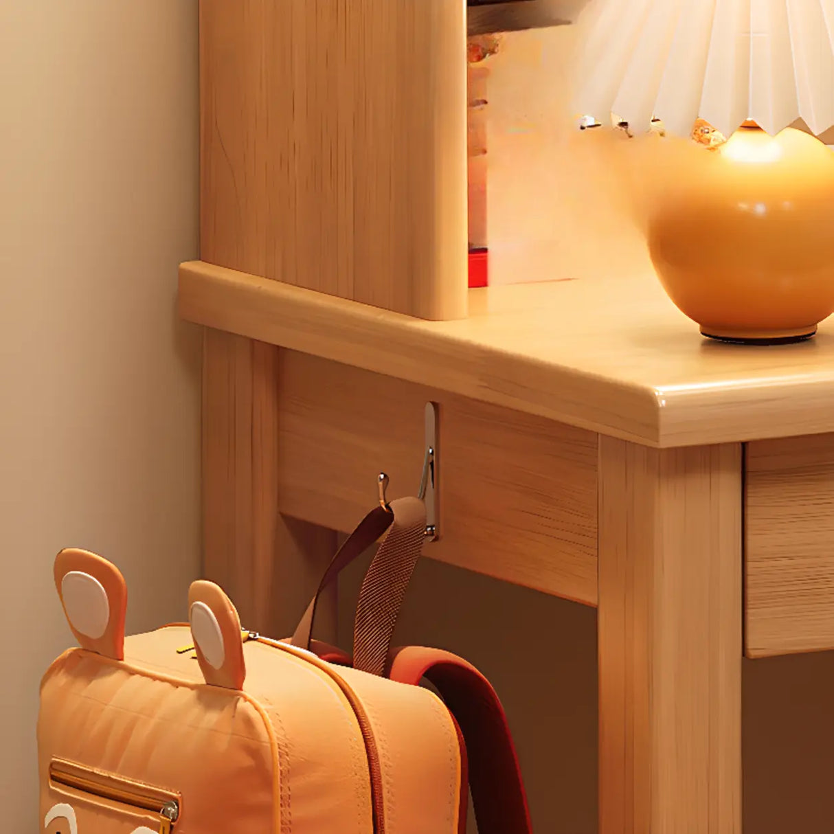 Bedroom White Wood Hutch Shelf Drawers Small Kids Desk Image - 12