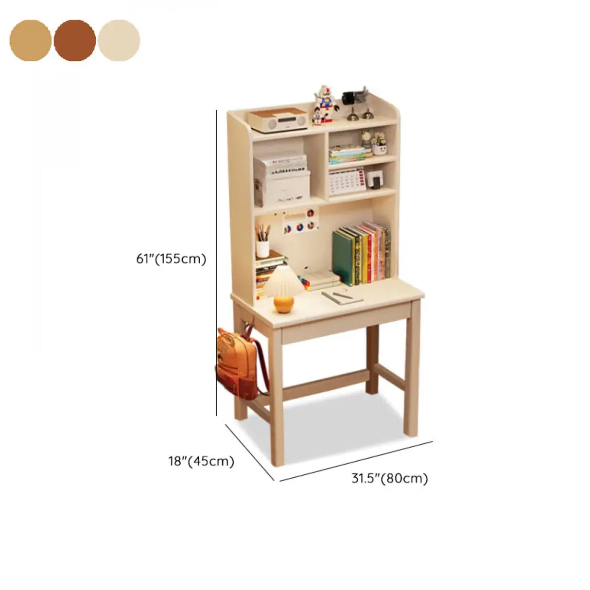 Bedroom White Wood Hutch Shelf Drawers Small Kids Desk Image - 15