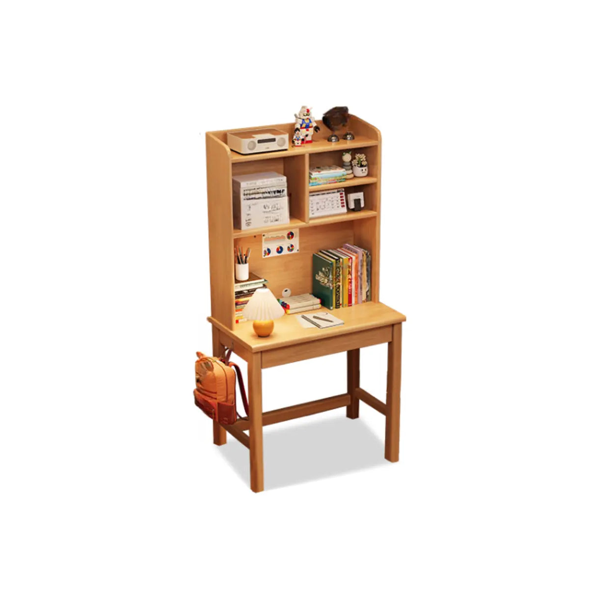Bedroom White Wood Hutch Shelf Drawers Small Kids Desk Image - 2