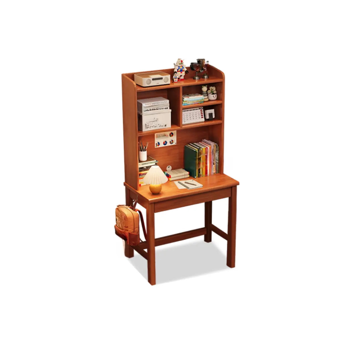 Bedroom White Wood Hutch Shelf Drawers Small Kids Desk Image - 3