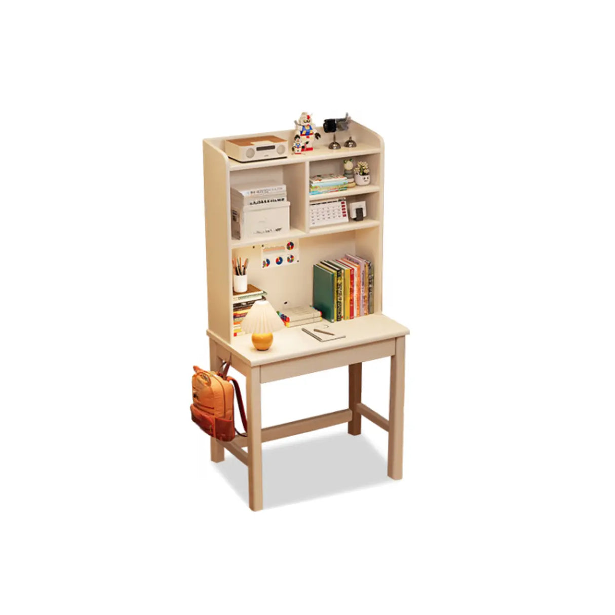 Bedroom White Wood Hutch Shelf Drawers Small Kids Desk Image - 5