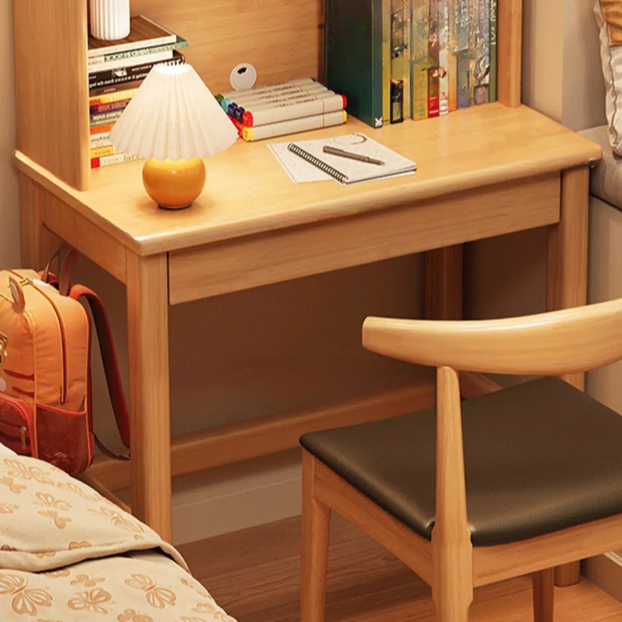 Bedroom White Wood Hutch Shelf Drawers Small Kids Desk Image - 8