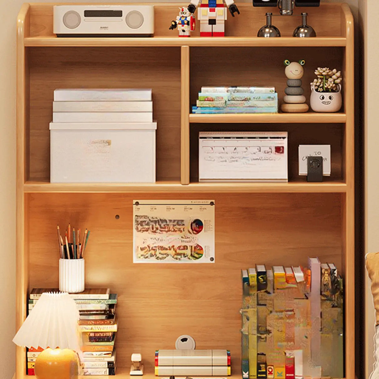 Bedroom White Wood Hutch Shelf Drawers Small Kids Desk Image - 9