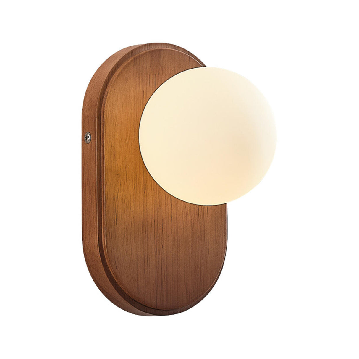 Bedroom Wood Base and White Globe LED Wall Sconce Image - 5