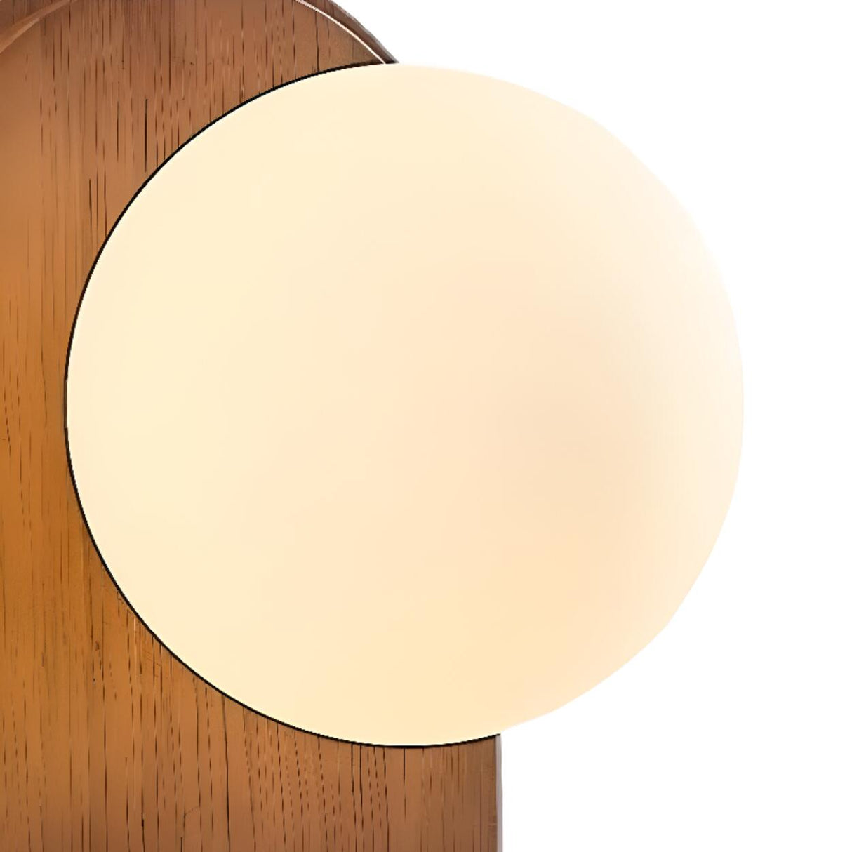 Bedroom Wood Base and White Globe LED Wall Sconce Image - 6