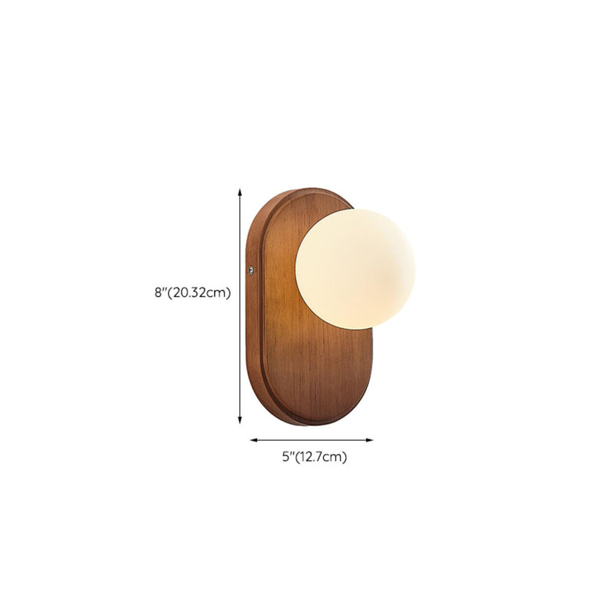 Bedroom Wood Base and White Globe LED Wall Sconce