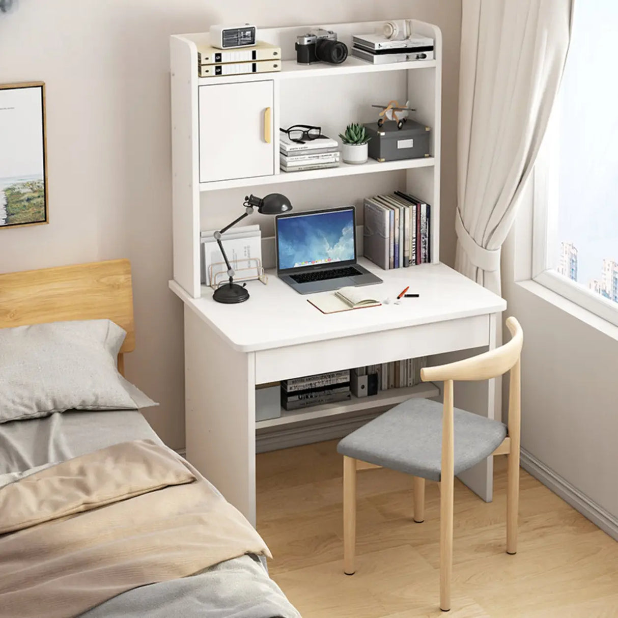 Bedroom Wood Storage Kids Computer Desk with Shelves Image - 23
