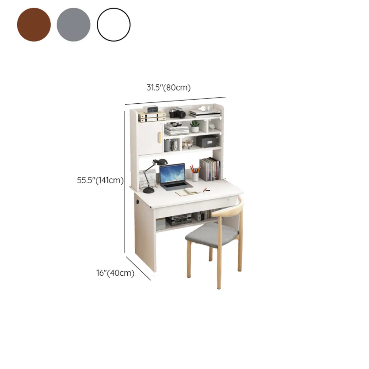 Bedroom Wood Storage Kids Computer Desk with Shelves