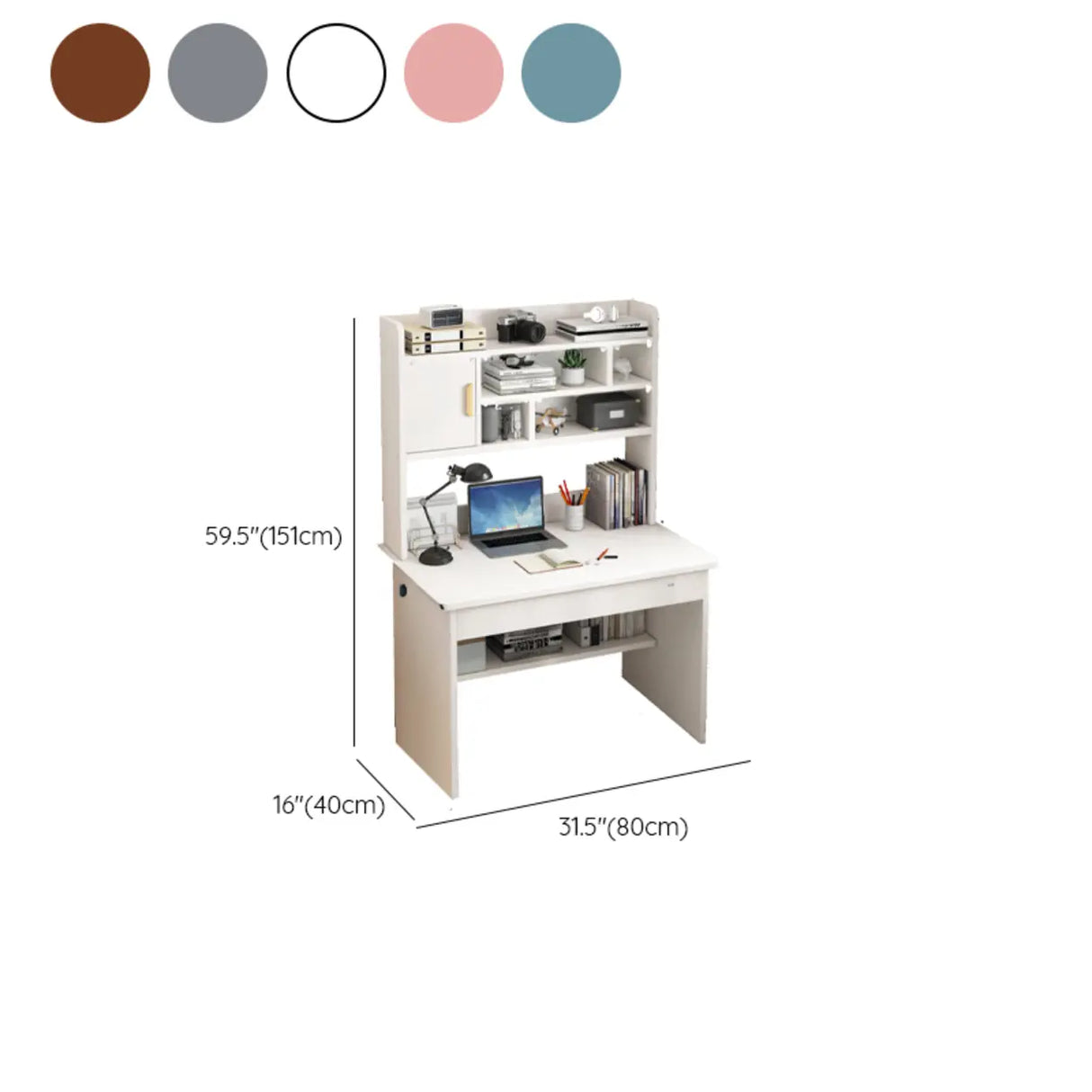 Bedroom Wood Storage Kids Computer Desk with Shelves Image - 25