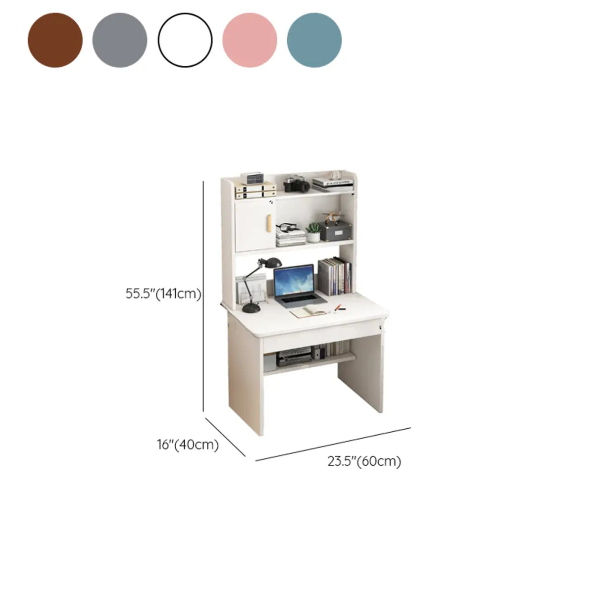 Bedroom Wood Storage Kids Computer Desk with Shelves Image - 27