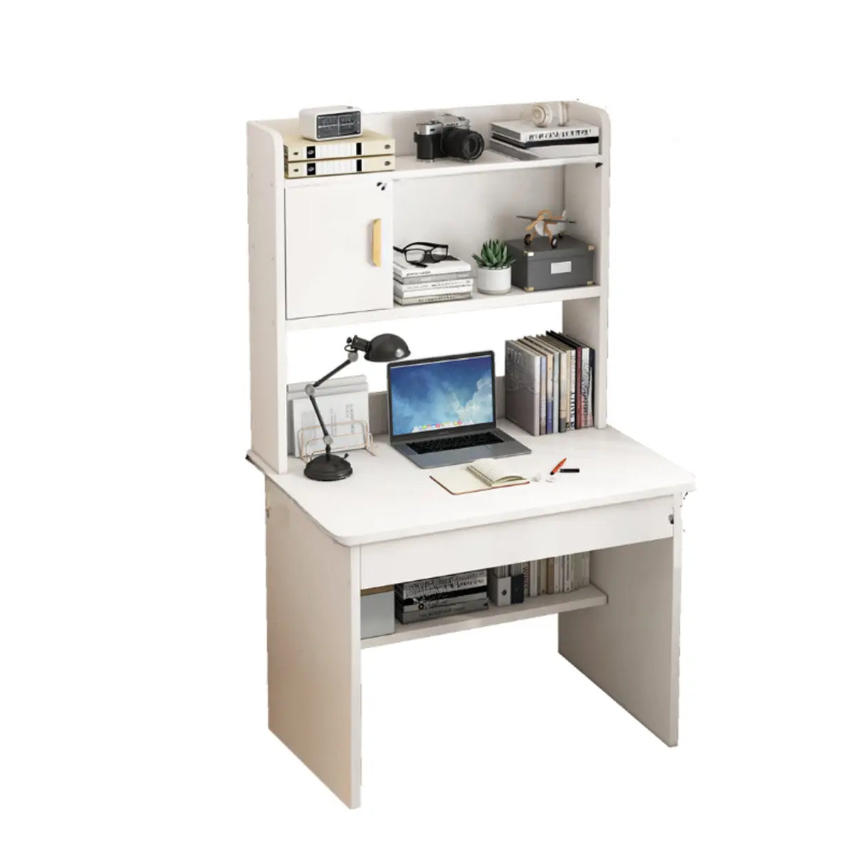 Bedroom Wood Storage Kids Computer Desk with Shelves Image - 4