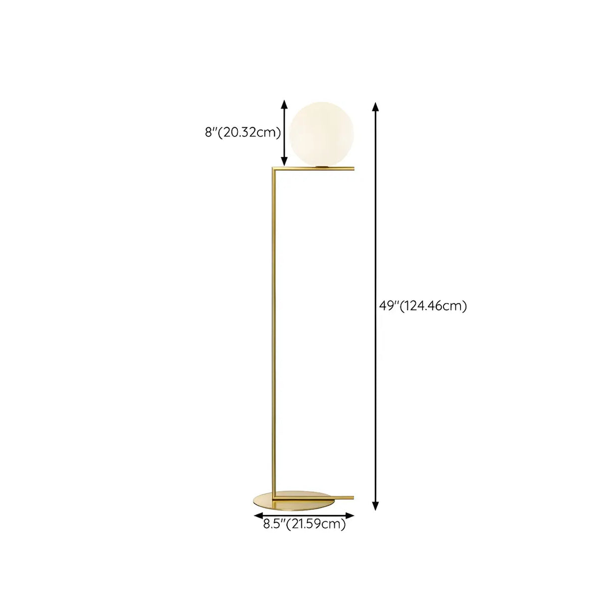 Bedside Minimalist Globe Glass Shade Brass Floor Lamp