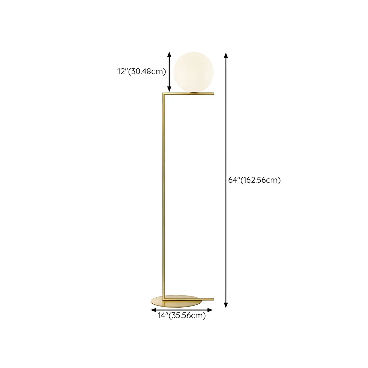 Bedside Minimalist Globe Glass Shade Brass Floor Lamp Image - 13
