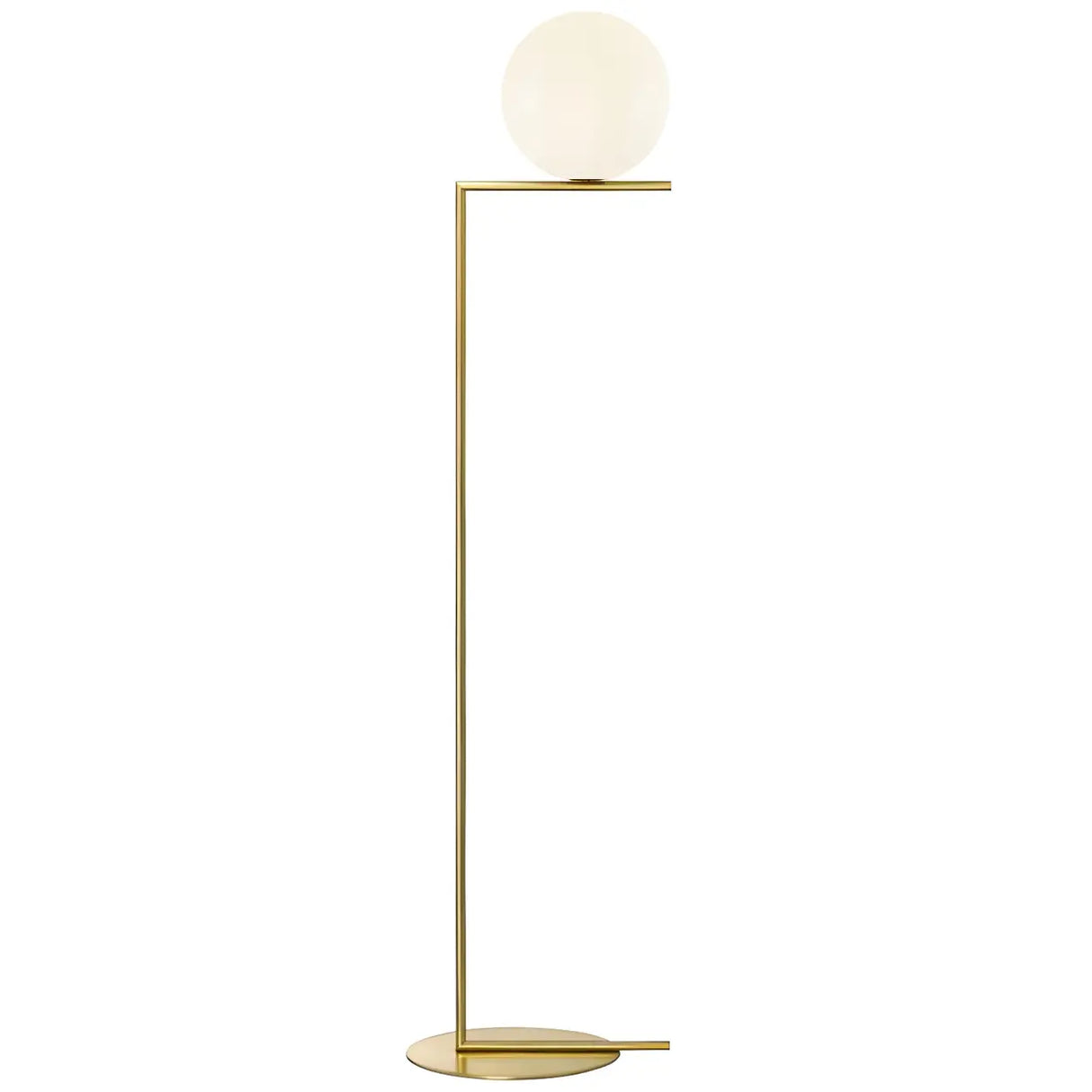 Bedside Minimalist Globe Glass Shade Brass Floor Lamp Image - 6