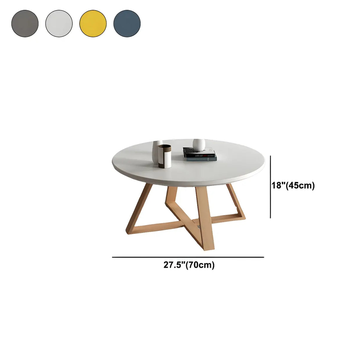 Beech Wood Round Coffee Table with Natural Cross Legs