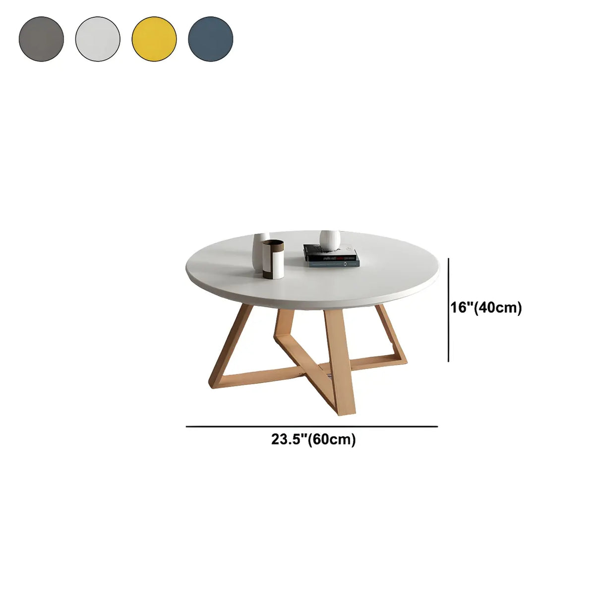 Beech Wood Round Coffee Table with Natural Cross Legs Image - 16