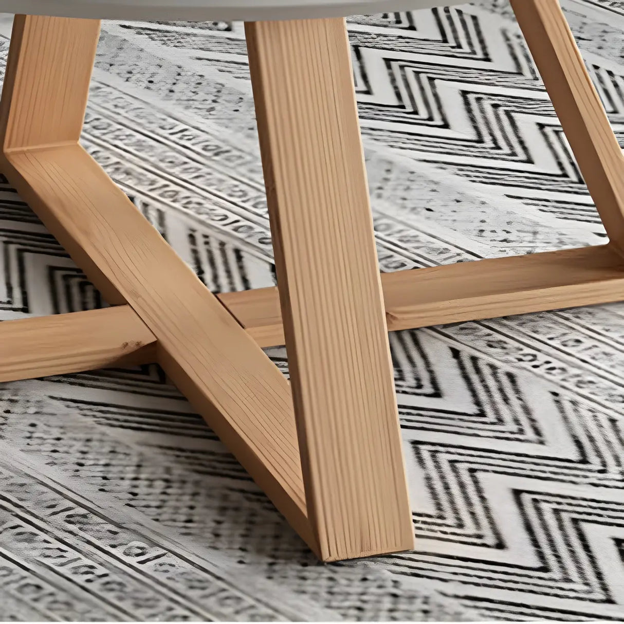 Beech Wood Round Coffee Table with Natural Cross Legs Image - 8