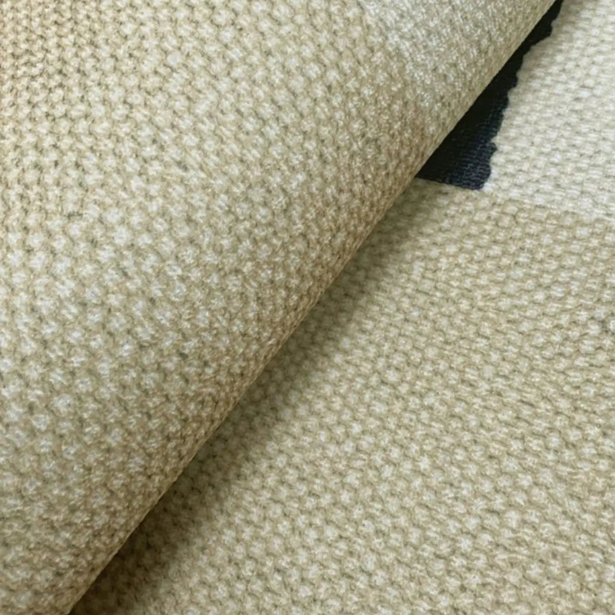 Beige-Black Contemporary Abstract Flannel Area Rug Image - 4