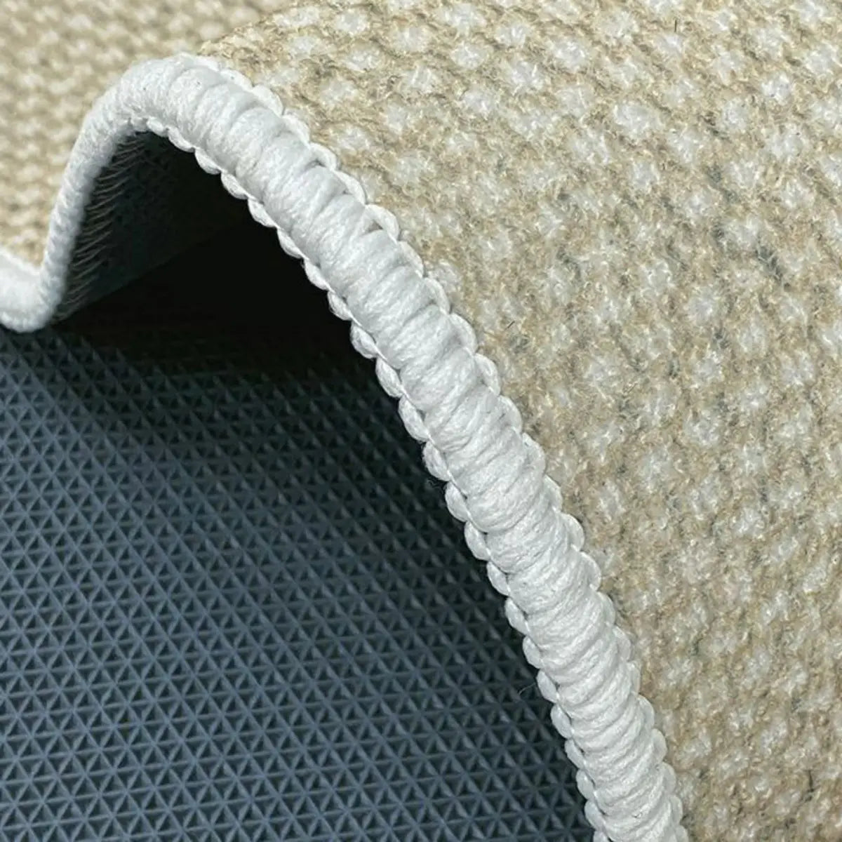 Beige-Black Contemporary Abstract Flannel Area Rug Image - 6