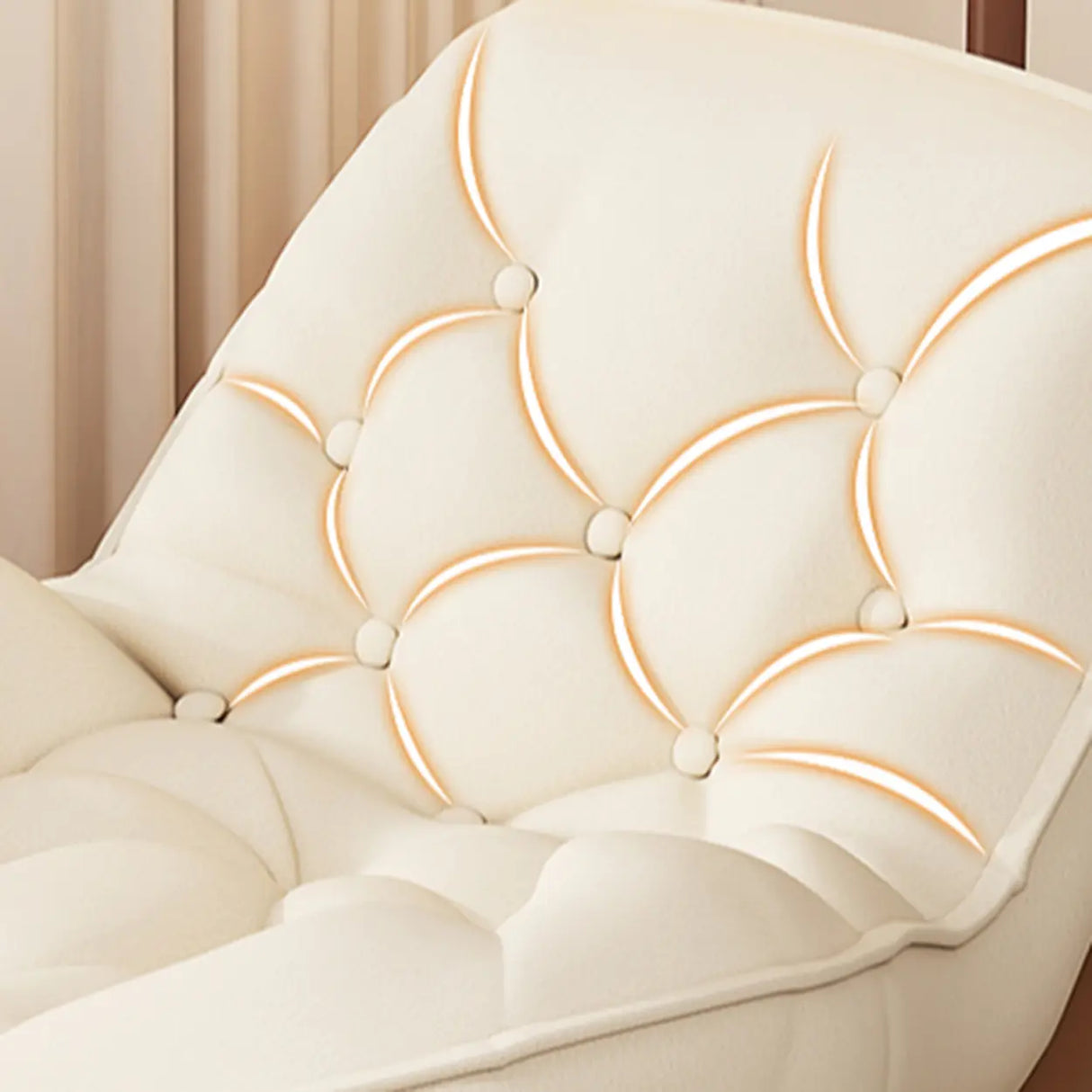 Beige Blue Waterproof Tufted Natural Leg Rocking Chair Image - 10