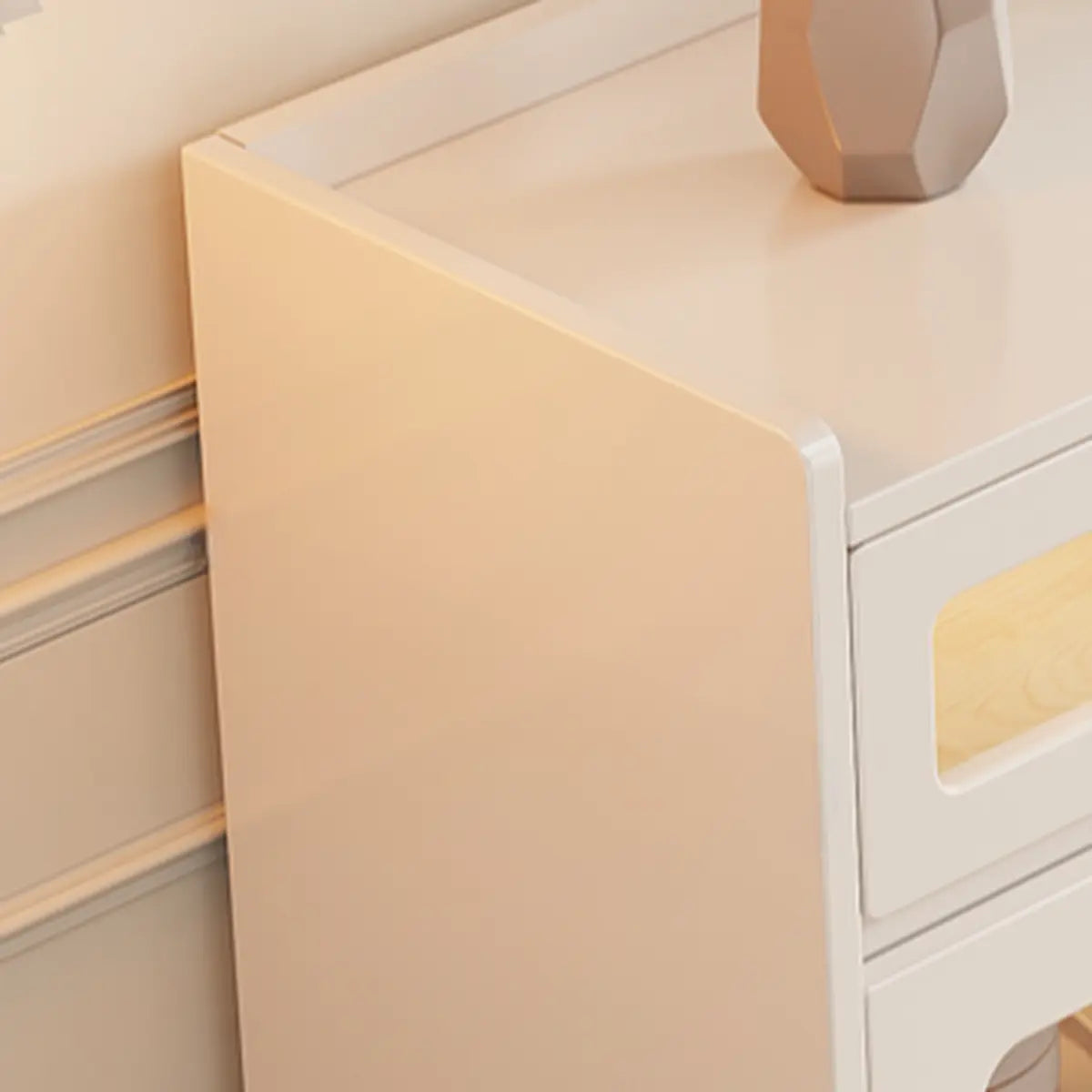 Beige Composite Wood Glazed Shelves Sideboard with Drawers Image - 8