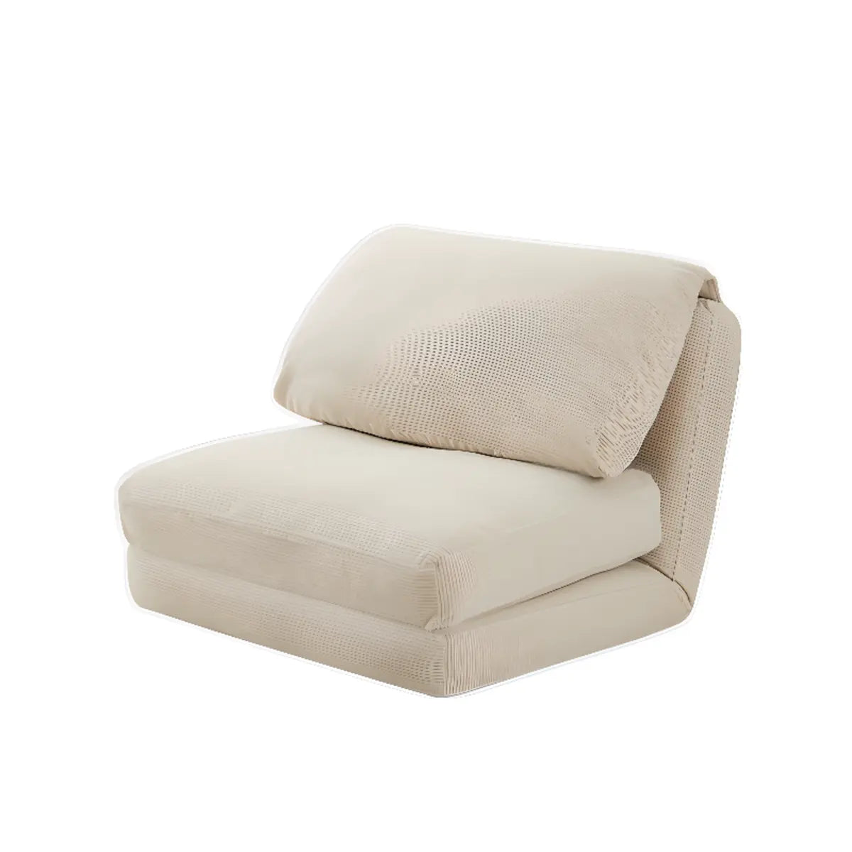Beige Corduroy Cushion Back Reclining Convertible Chair Image - 5