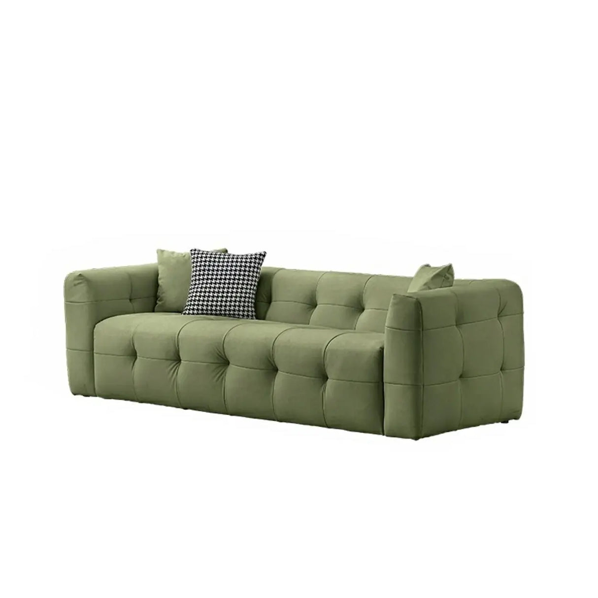 Beige Fabric Square Arm Pine Wood Frame Foam Fill Sofa Image - 19