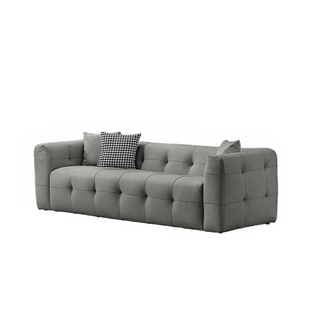 Beige Fabric Square Arm Pine Wood Frame Foam Fill Sofa Image - 20